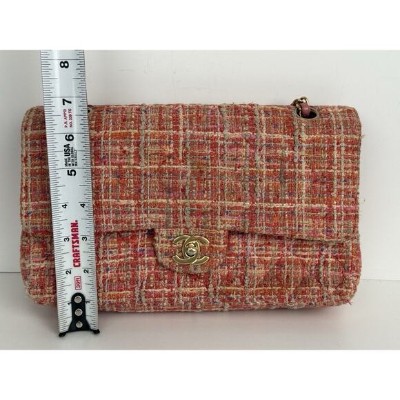 Chanel Classic Medium Multicolor Tweed Double Flap Shoulder Bag B-5 - Picture 14 of 16